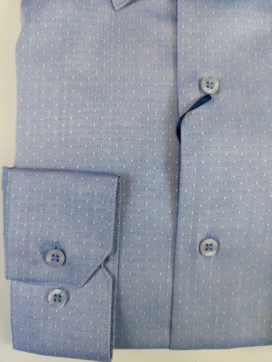 Long Sleeve Micro Polka Dot Sky Blue Regular Fit Shirt Bz2128020/cl 3