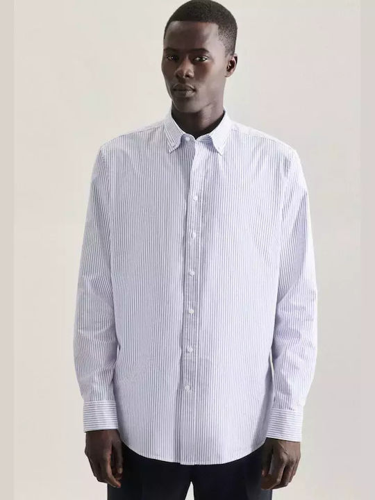 Seidensticker Men's Shirt 01.117642-12 White Light Blue Striped