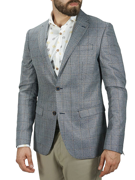 Artisti Italiani Men’s Suit Jacket Grey Blue Slim Fit Ai13485/s02 54% Vl 27% Wool 19% Polyester