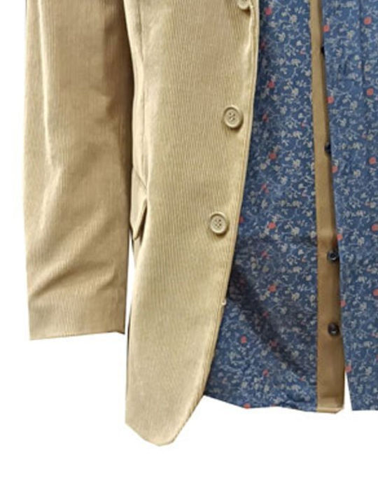 Luciano Faketti Men’s Suit Jacket Corduroy 100% Cotton Luciano Faketti Beige