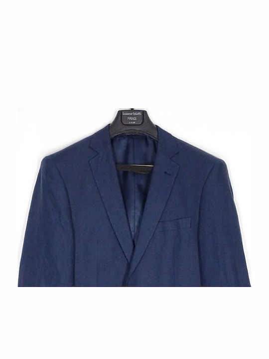 Men’s Suit Jacket Luciano Faketti Linen Blue