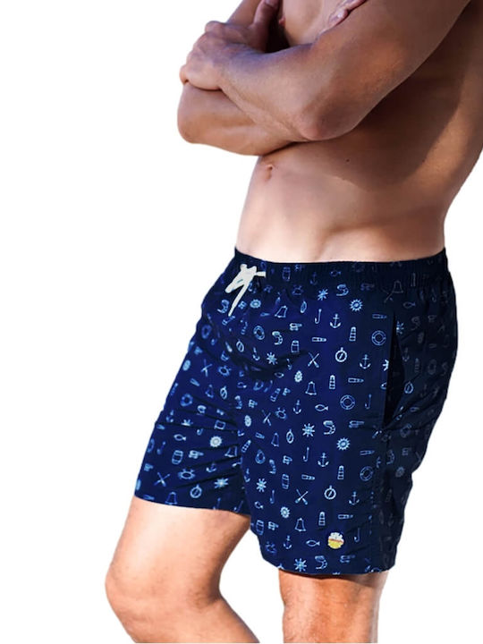 Cayos Swim Marineblaue Herren-Bademode-Shorts Nautische Elemente 9073