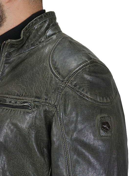 Milestone Ανδρικό Μπουφάν Scott Λαδί Slim Fit 301089-20210-49 100% Δέρμα Προβάτου