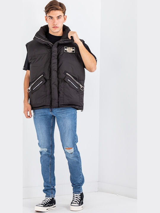 Mod Wave Movement Basic Puffer Gilet Jacket Vest 2221461-Black