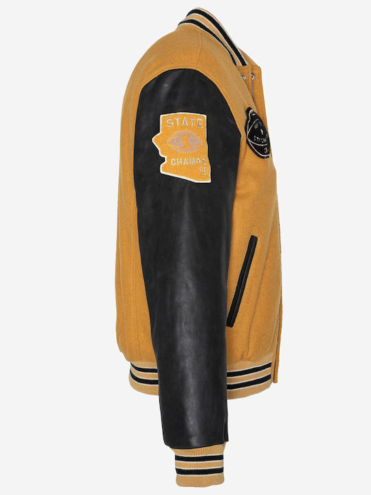 Schott Nyc Lcteddybd2 Leather Jacket Yellow Black Schott Nyc Lcteddybd2 Leather Jacket Yellow Black