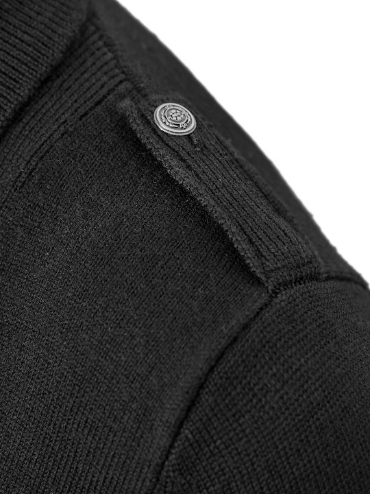 Men's Knitted Cardigan Cross Closure Black