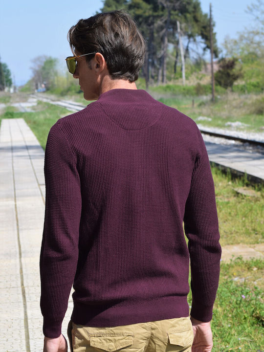 Men's Burgundy Zipper Jacket Code Dem94