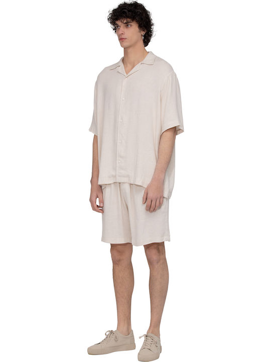 Né En Août Linen Blend Shorts Tuck In Light Beige Linen Men's Shorts