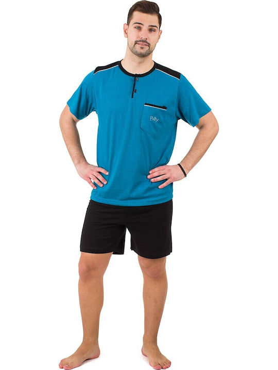 Billy Pijama Bărbătească cu Pantaloni Lungi Scurți 453 Turcoaz