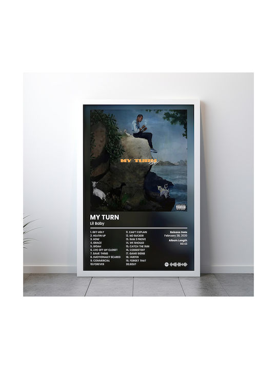 Music Poster Lil Baby My Turn Ms128 21cm X 30cm Λευκό Κάδρο Pvc