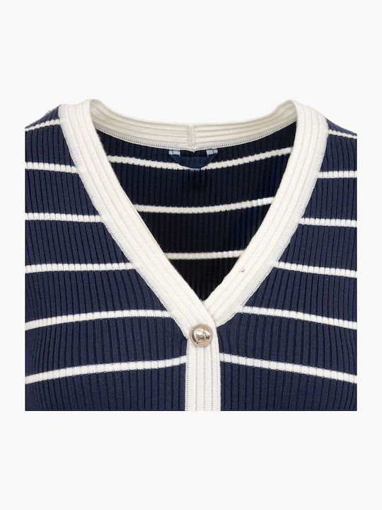 Midi Shirt Dress Wrap Blue/White