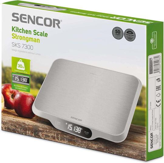 Sencor SKS 7300 Ψηφιακή Ζυγαριά Κουζίνας έως 30kg Ασημί
