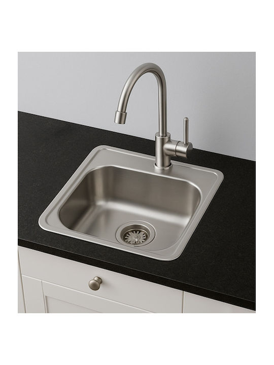 Donau 147DE Ένθετος Νεροχύτης Inox Σατινέ Μ38xΠ38cm Ασημί