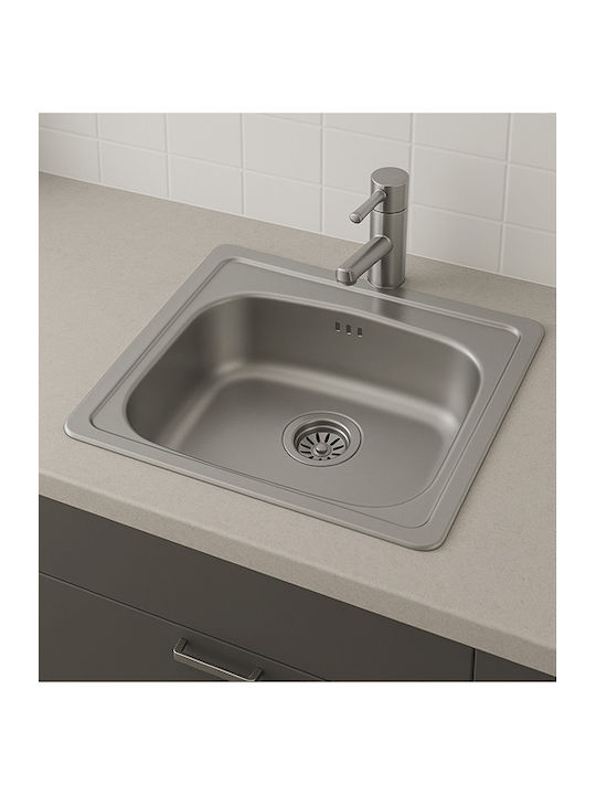 Donau Επικαθήμενος Νεροχύτης Inox Σατινέ Μ44xΠ44cm Ασημί