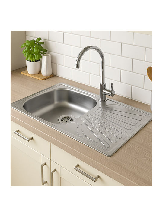 Donau 101DE Drop-In Sink Inox Satin W76xD43.5cm Silver