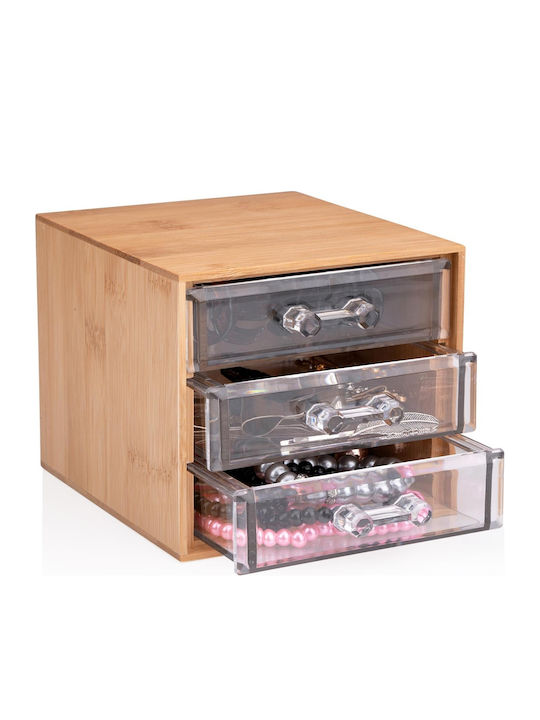 Козметична кутия с 3 чекмеджета от бамбук 13.8x12.3x11см 8711252241593