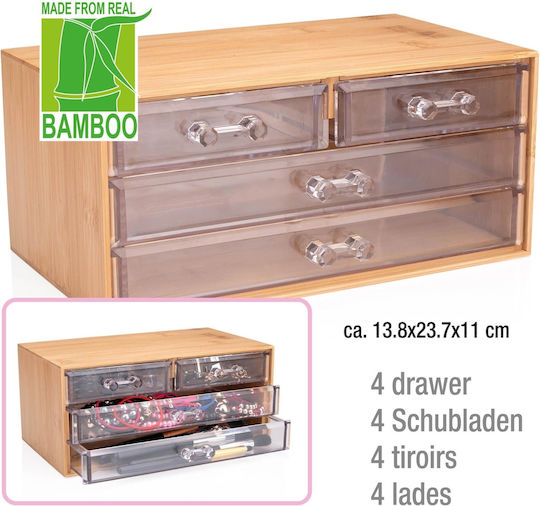 Kosmetikbox 4 Schubladen Bambus 13,8x23,7x11cm 8711252241623