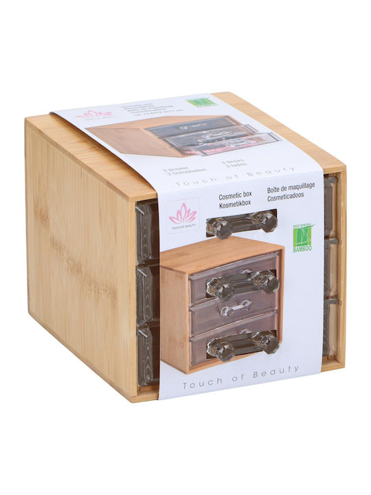 Козметична кутия с 3 чекмеджета от бамбук 13.8x12.3x11см 8711252241593