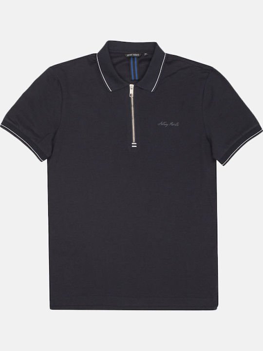 Antony Morato Min 6 Polo Regular Fit In Mercerized Pique Baumwolle 3D Logo Druck Strickware Schwarz