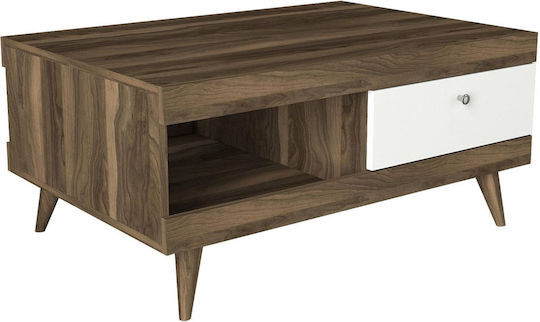 ArteLibre Rechteckiger Zentraler Kaffeetisch Hios Holz mit Schubladen Braune M100xB65xH47cm