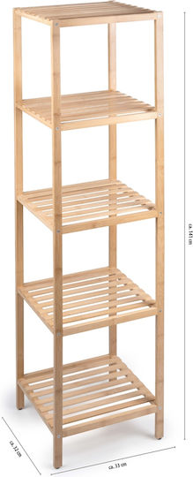 Alpina Appliances Boden Badezimmerregal Bamboo mit 5 Regalböden 33x32x141cm Braun