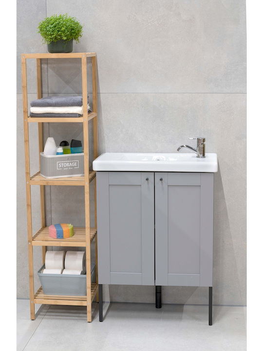 Alpina Appliances Подов Рафт за баня Бамбуков с 5 рафта 33x32x141см Кафяв