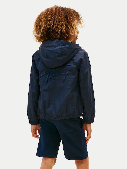 Παιδικό Casual Μπουφάν Αντιανεμικό με Κουκούλα Dark Night Navy