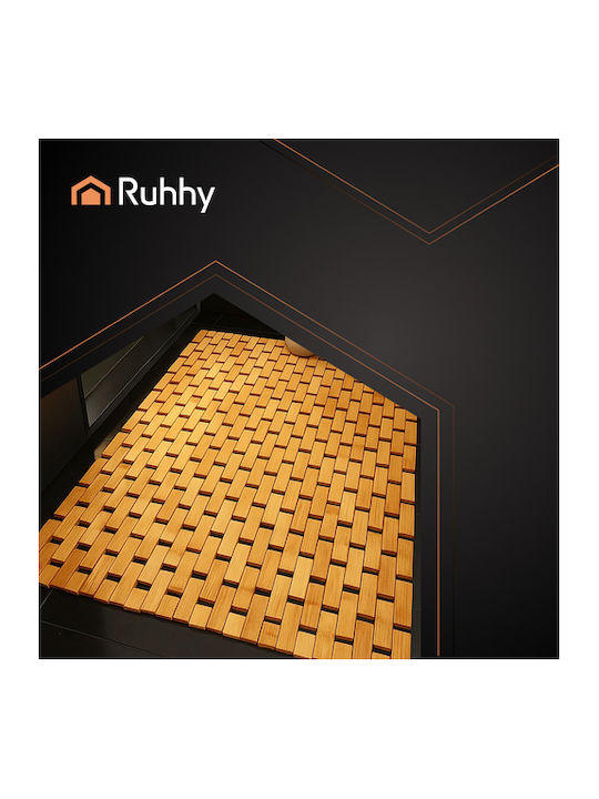 Ruhhy Non-Slip Bath Mat Wooden Coffee 50x80cm