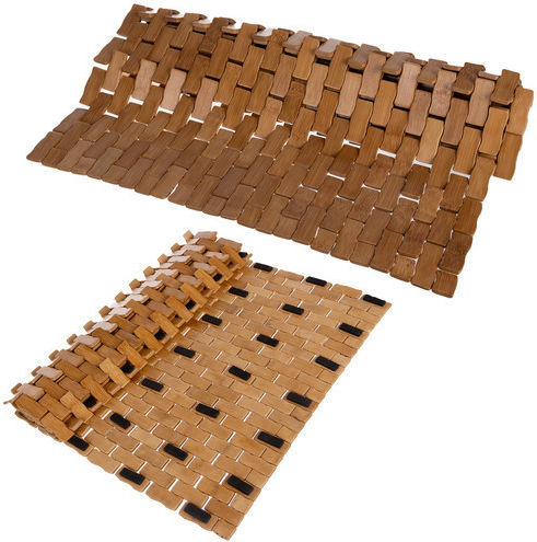 Ruhhy Неслизащо Бански килим Дърво Правоъгълена Кафяв 50x80бр