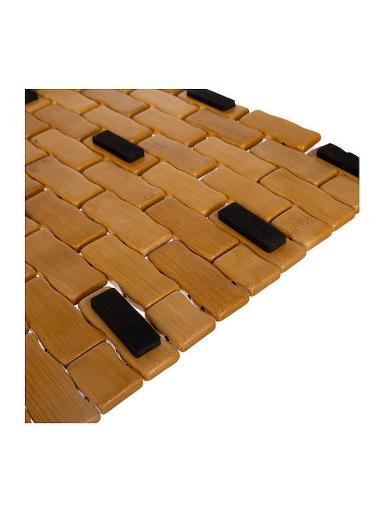 Ruhhy Non-Slip Bath Mat Wooden Coffee 50x80cm
