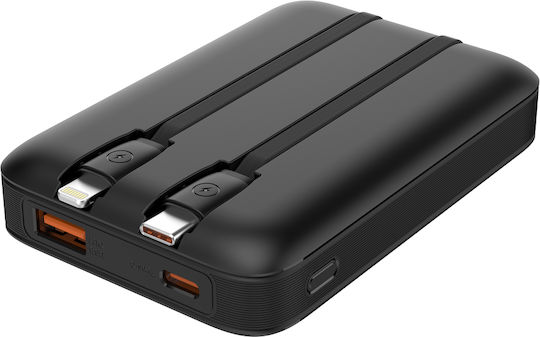 Powertech Power Bank 10000mAh 22.5W с USB-A порт и USB-C порт Power Delivery / Бързо зареждане 3.0 Черен