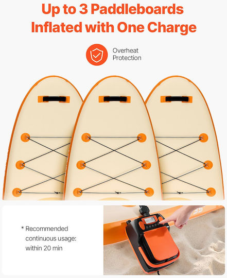 Vevor Paddle Board Pump Rechargeable Battery-powered 20psi Led Light
