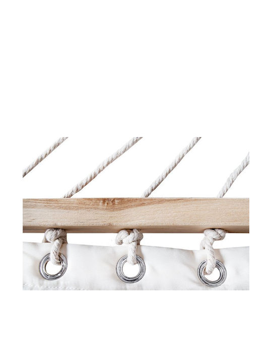 Hamac de Grădină Chicago Idealstore Dimensiuni 200 X 150 Cm Fabricat din Țesătură de Bumbac Include 2 Perne Bare Transversale din Lemn Sarcină Maximă 150 Kg Ideal pentru Grădină Terasă Cameră Culoare Albă