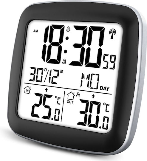 Stație meteo profesională wireless Idealstore pentru exterior și interior, cu temperatură, calendar, ceas deșteptător, funcție de amânare, rază de acțiune de 60 m, măsurători ușor de citit, design modern