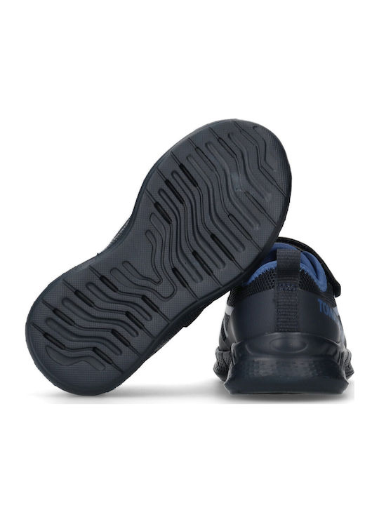 Cut Lace-up Kids Sneakers with Scratch Blue