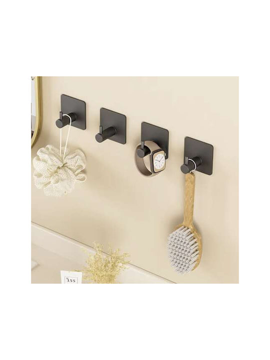 Single Wall-Mounted Bathroom Hook ​2.5x4.5cm Black