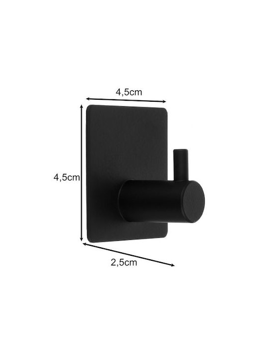 Single Wall-Mounted Bathroom Hook ​2.5x4.5cm Black