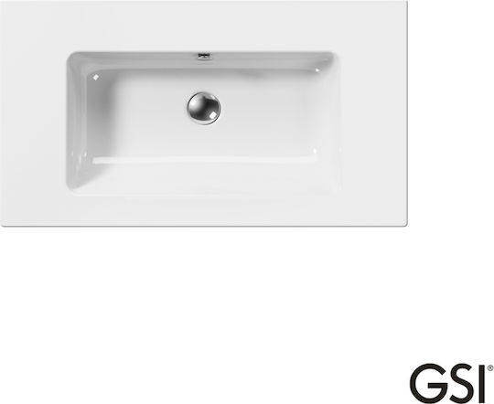 GSI An der Wand montiert Wandhängendes / Aufgesetztes Waschbecken Porzellan 82x46cm White