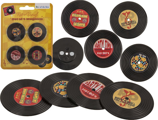 Retro Vinyl Fridge Magnets Set of 4
