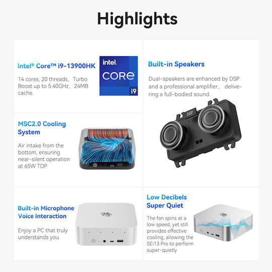 Beelink SEi13 Pro Mini PC (Core i9-13900hk/32GB DDR5/1TB SSD/W11 Pro)