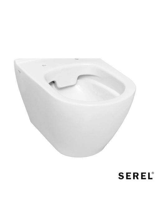 Serel Toaletă montată pe perete Fără margine cu Capac Închidere lentă Albă
