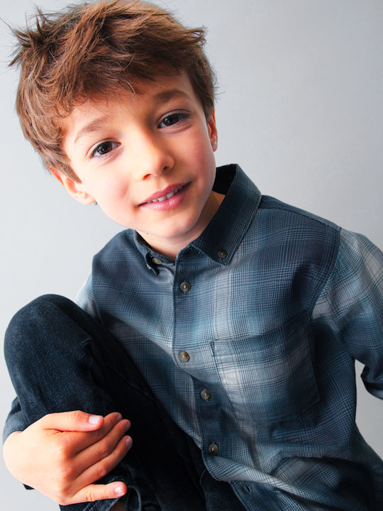 Kids Checked Shirt Long Sleeve Blue
