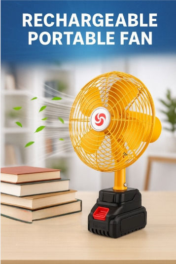 Industrial Table Fan Orange