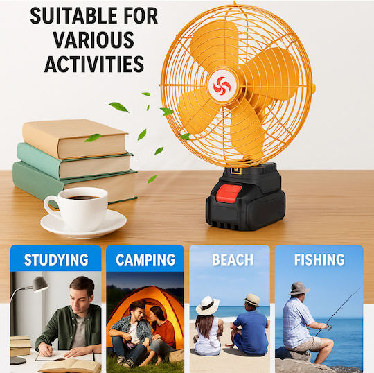 Industrial Table Fan Orange
