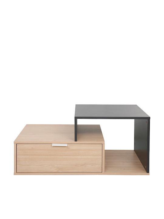 Wooden Garden & Terrace Table for Small Spaces Vople Natural with Anthracite Shade 90x50x40cm