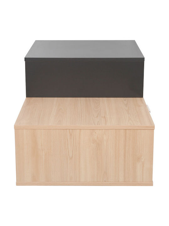 Wooden Garden & Terrace Table for Small Spaces Vople Natural with Anthracite Shade 90x50x40cm