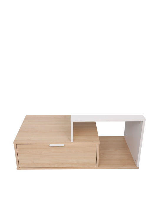 Wooden Sitting Room Table for Small Outdoor Spaces Vople Natural White Shade 90x50x40cm