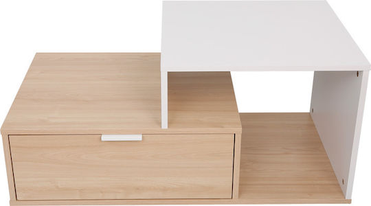Wooden Sitting Room Table for Small Outdoor Spaces Vople Natural White Shade 90x50x40cm