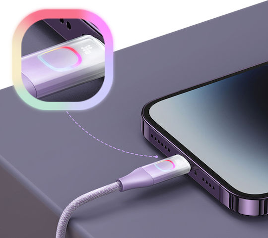 Eko 30w Type-c To Lightning 1.2m Charging Cable Display Xm Led Backlighting Purple