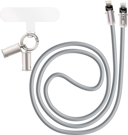 Linq Cablu Lightning 2-în-1 Choker USB-C Lungime 1.2m Gri